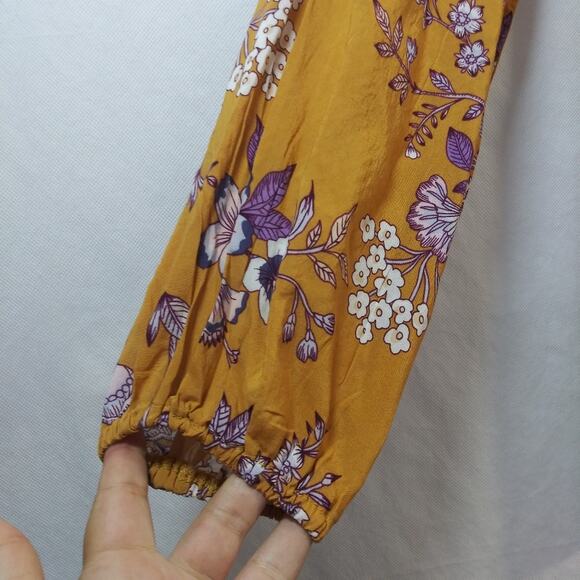 Cupio Yellow Waffle Knit Mixed Media  Boho Top Size L - Picture 4 of 7